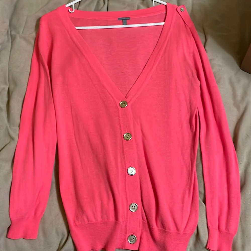 Coral button up sweater
